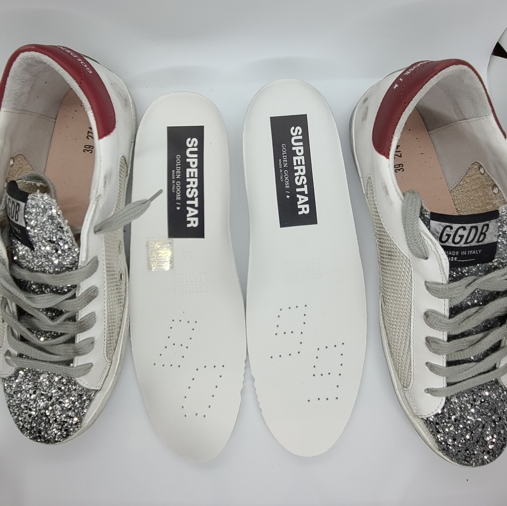 Golden Goose Superstars Size 39 Silver Glitter NIB - Picture 3 of 9